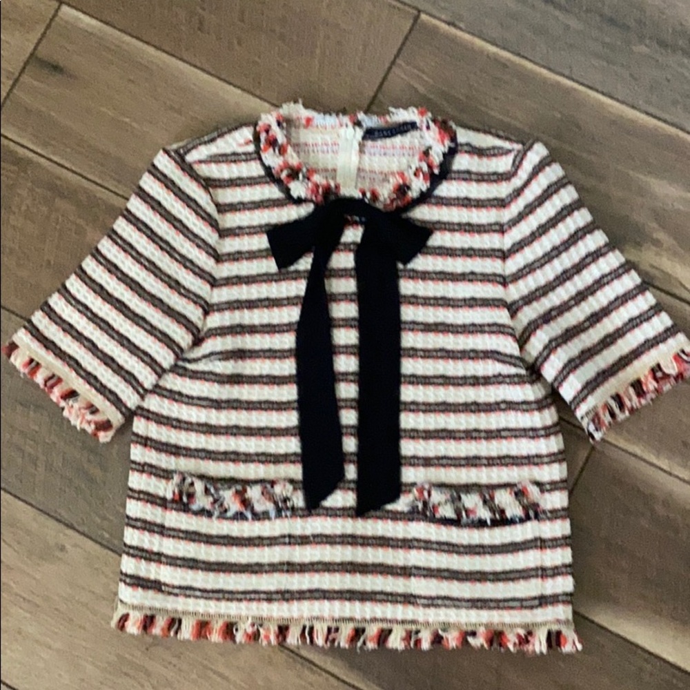 Zara tweed bow top